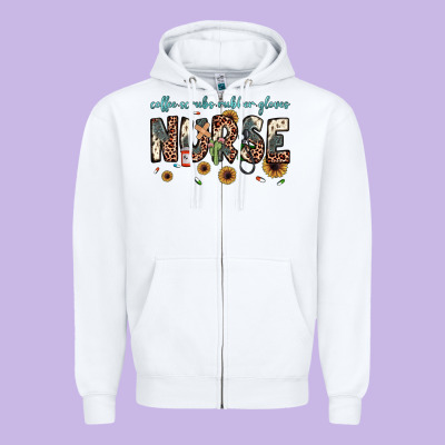 Nurse Coffee Scrubs Rubber Gloves Zipper Hoodie Designed By Jahusdesignshop