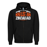 Black sikh khalistan zindabad singh punjabi t shirt Zipper Hoodie - linhVisuals