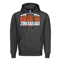 Charcoal Heather sikh khalistan zindabad singh punjabi t shirt Zipper Hoodie - linhVisuals