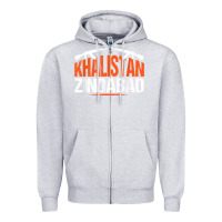 Heather Grey sikh khalistan zindabad singh punjabi t shirt Zipper Hoodie - linhVisuals