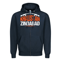 Navy sikh khalistan zindabad singh punjabi t shirt Zipper Hoodie - linhVisuals