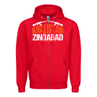 Red sikh khalistan zindabad singh punjabi t shirt Zipper Hoodie - linhVisuals