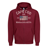 Burgundy cape cod massachusetts american flag usa travel vintage pullover hoodi Zipper Hoodie - linhVisuals