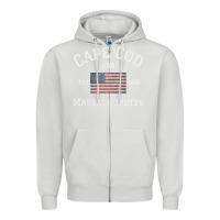 Dove Grey cape cod massachusetts american flag usa travel vintage pullover hoodi Zipper Hoodie - linhVisuals