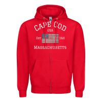Red cape cod massachusetts american flag usa travel vintage pullover hoodi Zipper Hoodie - linhVisuals