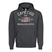Smoke cape cod massachusetts american flag usa travel vintage pullover hoodi Zipper Hoodie - linhVisuals
