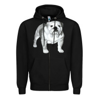 Black English Bulldog Art Zipper Hoodie - linhVisuals