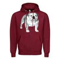 Burgundy English Bulldog Art Zipper Hoodie - linhVisuals
