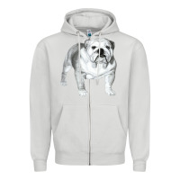 Dove Grey English Bulldog Art Zipper Hoodie - linhVisuals