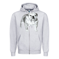 Heather Grey English Bulldog Art Zipper Hoodie - linhVisuals