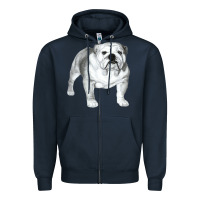 Navy English Bulldog Art Zipper Hoodie - linhVisuals