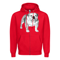 Red English Bulldog Art Zipper Hoodie - linhVisuals