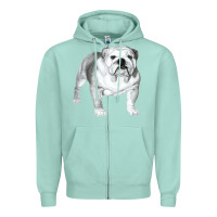 Seafoam English Bulldog Art Zipper Hoodie - linhVisuals