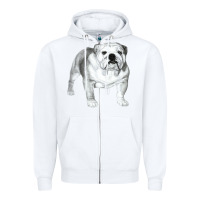 White English Bulldog Art Zipper Hoodie - linhVisuals