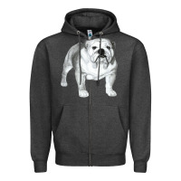 Charcoal Heather English Bulldog Art Zipper Hoodie - linhVisuals