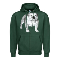 Sports Green English Bulldog Art Zipper Hoodie - linhVisuals