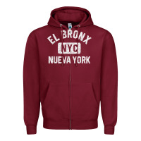 Burgundy el bronx nueva york nyc gym style distressed white print t shirt Zipper Hoodie - linhVisuals
