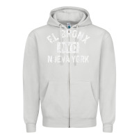 Dove Grey el bronx nueva york nyc gym style distressed white print t shirt Zipper Hoodie - linhVisuals