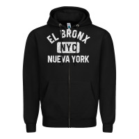 Black el bronx nueva york nyc gym style distressed white print t shirt Zipper Hoodie - linhVisuals