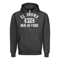 El Bronx Nueva York Nyc Gym Style Distressed White Print T Shirt Zipper Hoodie | Teevron