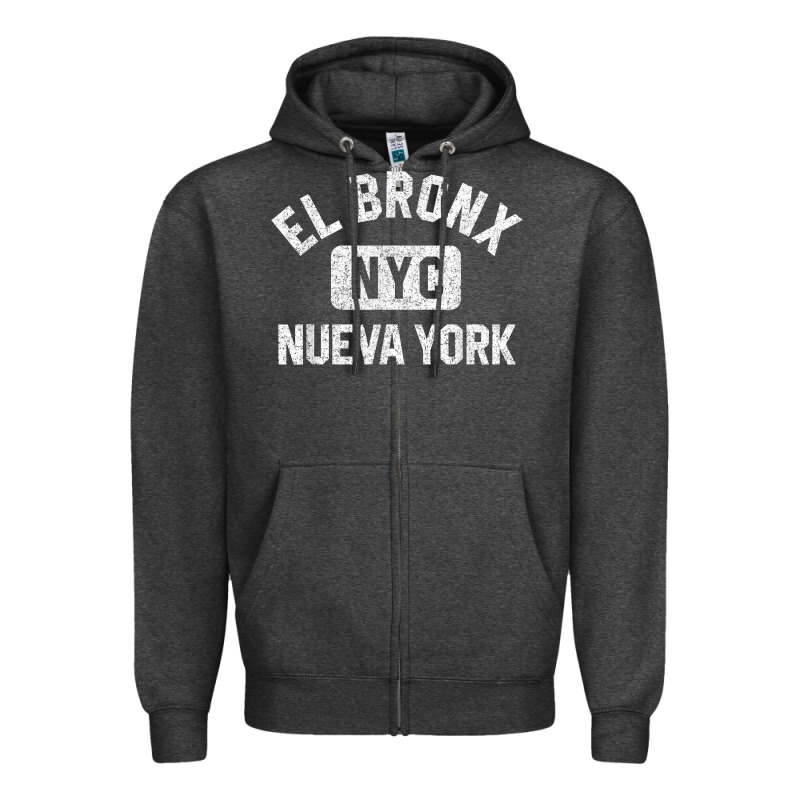 El Bronx Nueva York Nyc Gym Style Distressed White Print T Shirt Zipper Hoodie by linhVisuals | Teevron