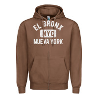 Chestnut el bronx nueva york nyc gym style distressed white print t shirt Zipper Hoodie - linhVisuals