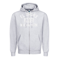 Heather Grey el bronx nueva york nyc gym style distressed white print t shirt Zipper Hoodie - linhVisuals