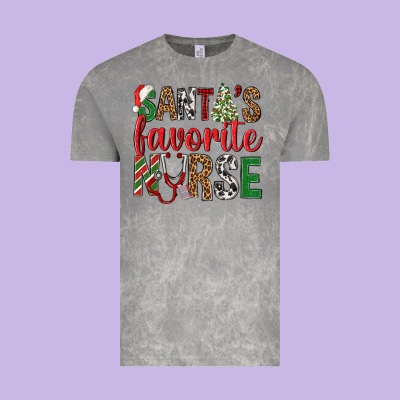 Santa's Favorite Nurse Vintage Tee Designed By Bundleandbundleshop