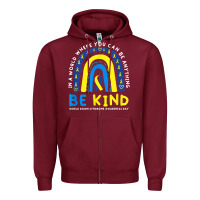 Burgundy be kind down syndrome awareness blue ribbon rainbow march 21 t shirt Zipper Hoodie - linhVisuals