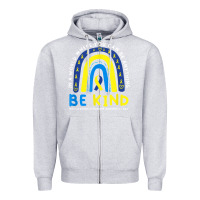 Heather Grey be kind down syndrome awareness blue ribbon rainbow march 21 t shirt Zipper Hoodie - linhVisuals