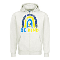 Oatmeal Heather be kind down syndrome awareness blue ribbon rainbow march 21 t shirt Zipper Hoodie - linhVisuals