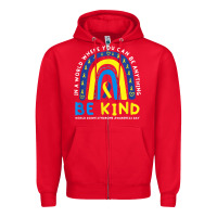 Red be kind down syndrome awareness blue ribbon rainbow march 21 t shirt Zipper Hoodie - linhVisuals