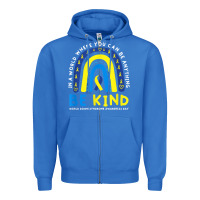 True Royal be kind down syndrome awareness blue ribbon rainbow march 21 t shirt Zipper Hoodie - linhVisuals