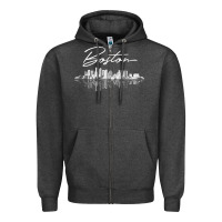 Charcoal Heather boston skyline t shirt for women, men, girls & boys Zipper Hoodie - linhVisuals