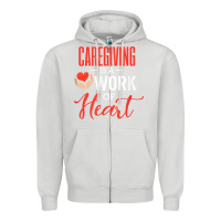 Dove Grey caregiving is a work of heart caregiver gifts for men, women t shirt Zipper Hoodie - linhVisuals