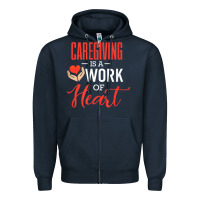 Navy caregiving is a work of heart caregiver gifts for men, women t shirt Zipper Hoodie - linhVisuals