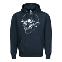 Navy creepy cool egirl eboy pastel goth vaporwave glitch skull sweatshirt Zipper Hoodie - linhVisuals