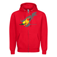 Red cute screaming parrot, birb memes, funny t rex sun conure t shirt Zipper Hoodie - linhVisuals
