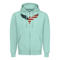 Seafoam bald eagle  america Zipper Hoodie - linhVisuals