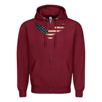 Burgundy bald eagle  america Zipper Hoodie - linhVisuals