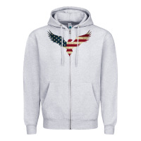 Heather Grey bald eagle  america Zipper Hoodie - linhVisuals