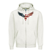 Oatmeal Heather bald eagle  america Zipper Hoodie - linhVisuals