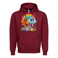 Burgundy cn the amazing world of gumball & darwin rainbow portrait pullover hoo Zipper Hoodie - linhVisuals