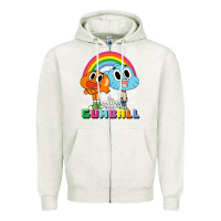 Oatmeal Heather cn the amazing world of gumball & darwin rainbow portrait pullover hoo Zipper Hoodie - linhVisuals