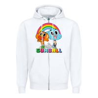 White cn the amazing world of gumball & darwin rainbow portrait pullover hoo Zipper Hoodie - linhVisuals