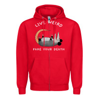 Red funny opossum possum tee live weird fake your death t shirt Zipper Hoodie - linhVisuals