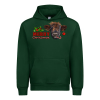 Forest Green Merry Christmas Calf Urban Hoodie - RanaPortraitStore