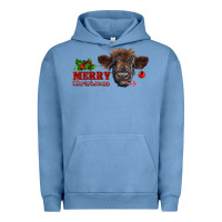 Pigment Pebble Blue Merry Christmas Calf Urban Hoodie - RanaPortraitStore