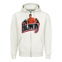 Oatmeal Heather brawny paper towel guy Zipper Hoodie - linhVisuals