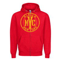 Red harlem new york nyc vintage sign distressed amber print t shirt Zipper Hoodie - linhVisuals